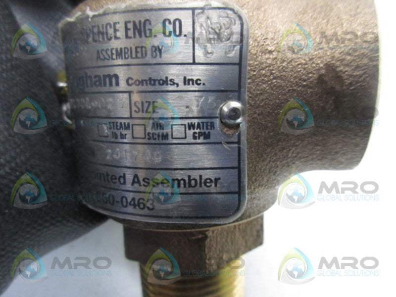 SPENCE 0031DDA-025 SAFETY RELIEF VALVE .75"  UNMP