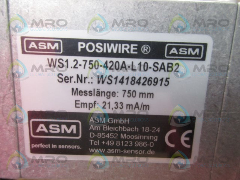ASM WS1.2-750-420A-L10-SAB2 SENSOR  NSMP