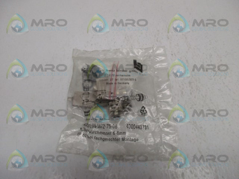 BINDER 423-2-99-5672-75-08 CABLE CONNECTOR * NEW IN FACTORY BAG *