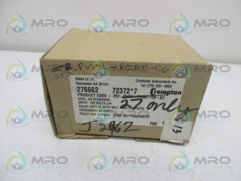 CROMPTON 252-PVVU-PQBX-C6-EB VOLTAGE MONITORING RELAY 120V  NSMP
