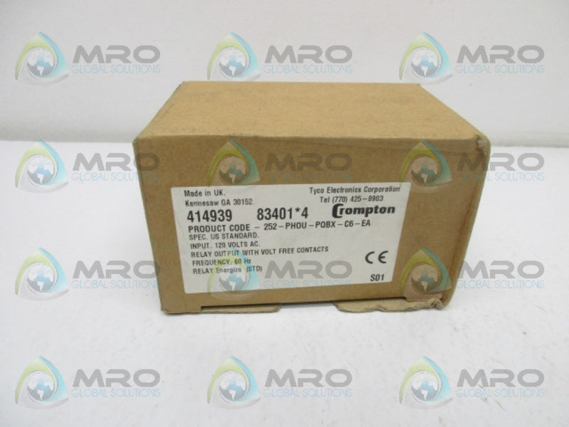 CROMPTON 252-PHOU-PQBX-C6-EA POWER TRIP RELAY 120V  NSMP
