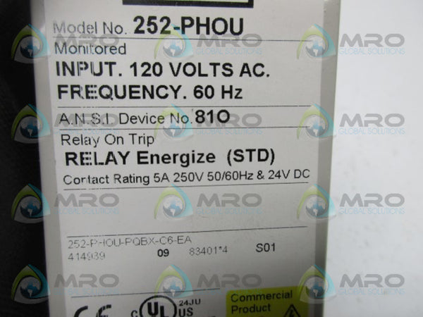 CROMPTON 252-PHOU-PQBX-C6-EA POWER TRIP RELAY 120V  NSMP