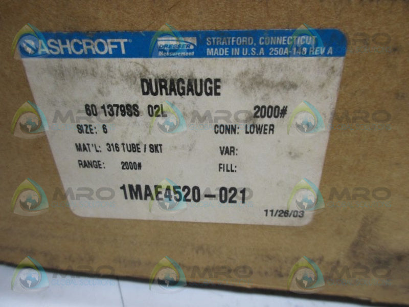 ASHCROFT 601379SS02L2000 DURAGAUGE  NSMP