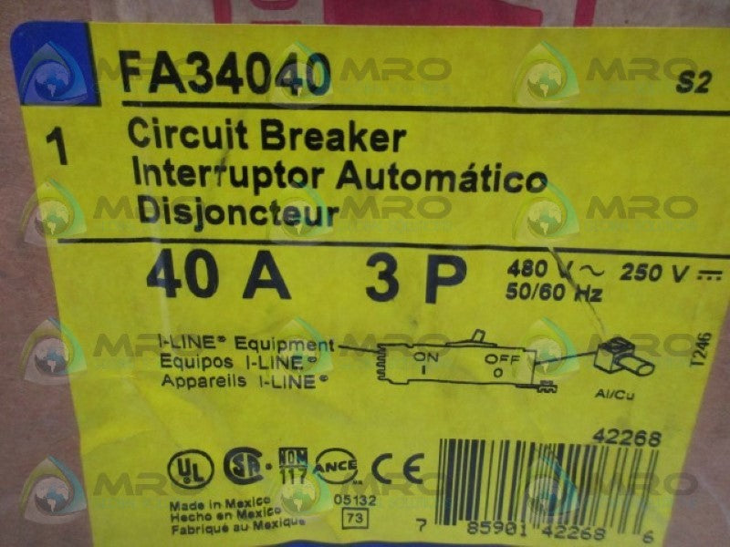 SQUARE D FA34040 CIRCUIT BREAKER * FACTORY SEALED *