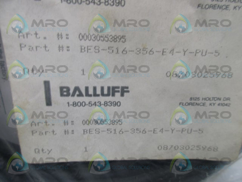 BALLUFF BES-516-356-E4-Y-PU-5 PROXIMITY SWITCH SENSOR  NSMP
