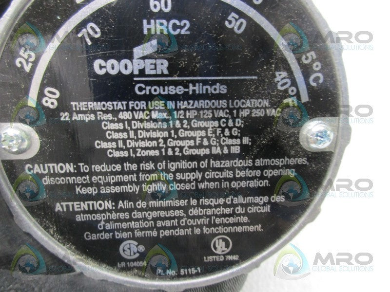 CROUSE HINDS HRC2 THERMOSTAT  NSMP