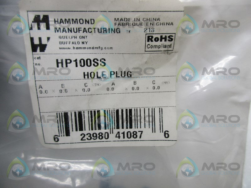 HAMMOND HP100SS HOLE PLUG  NSMP