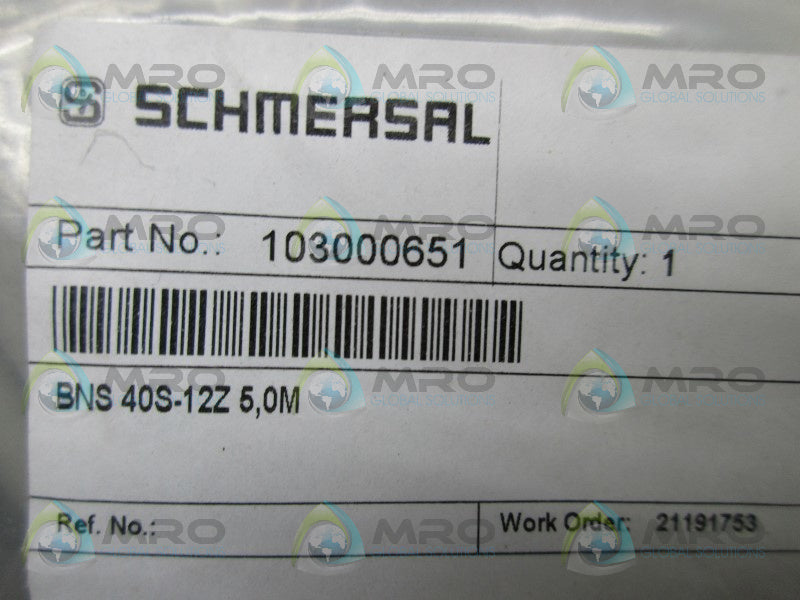 SCHMERSAL 103000651 BNS-40S-12Z-5,0M CODED MAGNET SAFETY SENSOR * NEW IN FACTORY BAG *