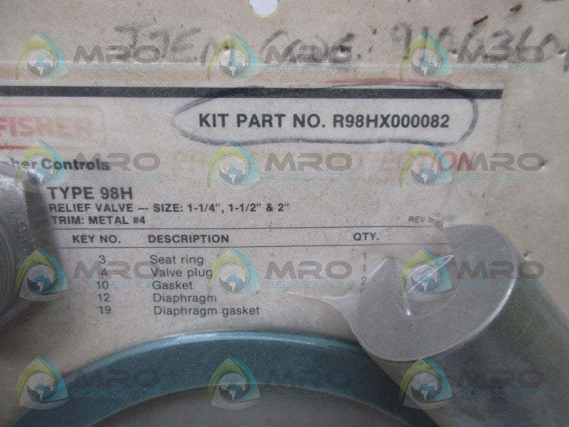 FISHER R98HX000082 RELIEF VALVE REPAIR KIT * NEW IN ORIGINAL PACKAGE *