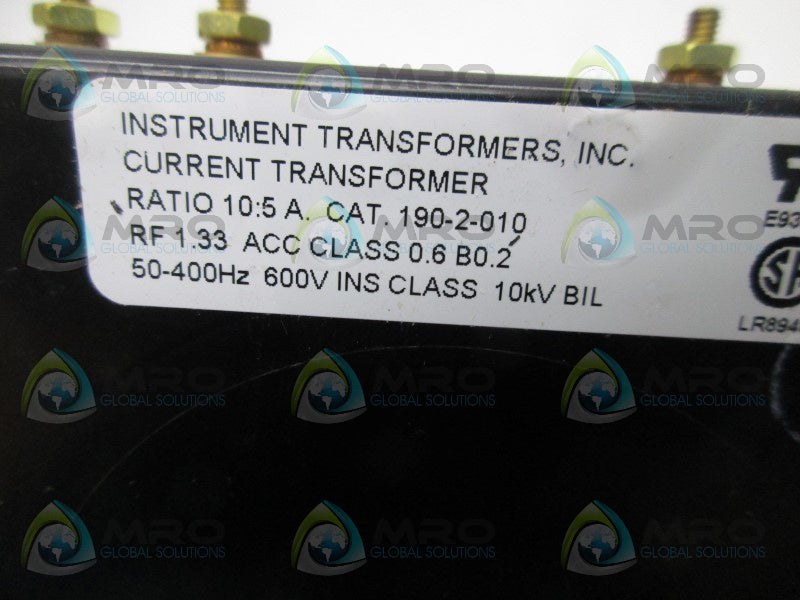 INSTRUMENT TRANSFORMERS 190-2-010 CURRENT TRANSFORMER RATIO 10:5  NSNP