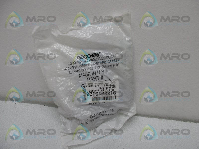 GOODWAY TECHNOGIES GTC200B-5/8 BRASS TUBE CLEANING BRUSH (PK OF 15) * NEW IN FACTORY BAG *