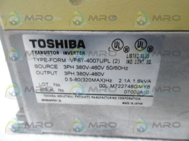 TOSHIBA VFS7-4007UPL TRANSISTOR INVERTER  UNMP