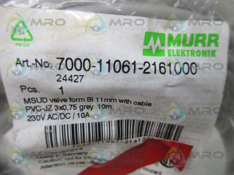 MURR ELEKTRONIK 7000-11061-2161000 MSUD VALVE W/ CABLE * NEW IN FACTORY BAG *
