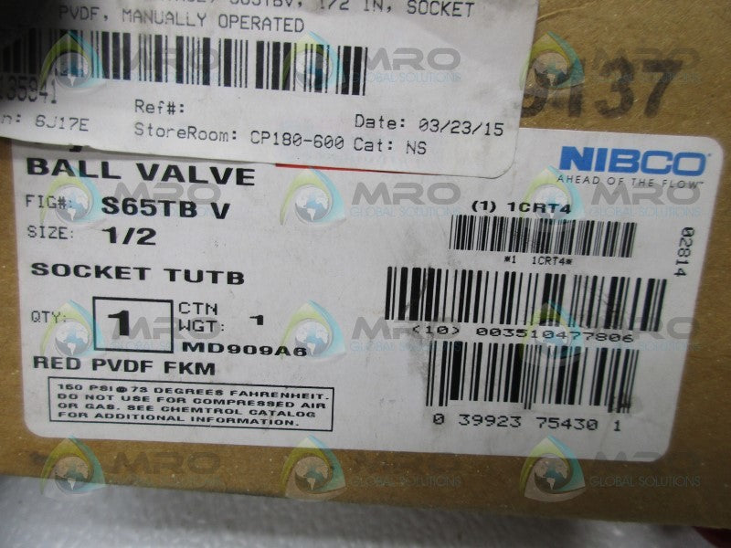 NIBCO S65TBV BALL VALVE 1/2" SOCKET TUTB  NSMP