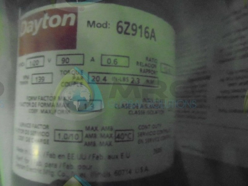 DAYTON 6Z916A RATIO 12.9.1 MOTOR * NEW IN ORIGINAL PACKAGE *
