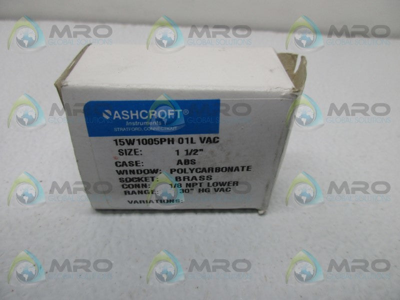 ASHCROFT 15W1005PH01L PRESSURE GAUGE 0-100 1/8" NPT LOWER  NSMP