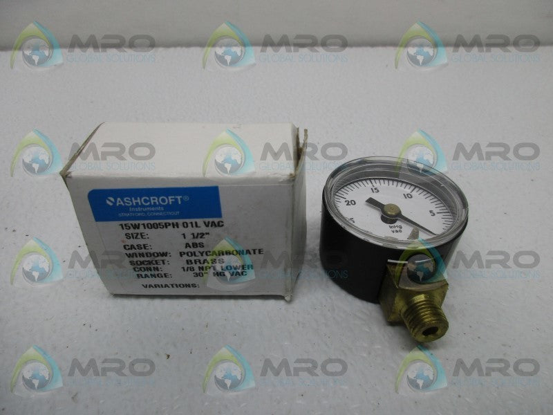 ASHCROFT 15W1005PH01L PRESSURE GAUGE 0-100 1/8" NPT LOWER  NSMP