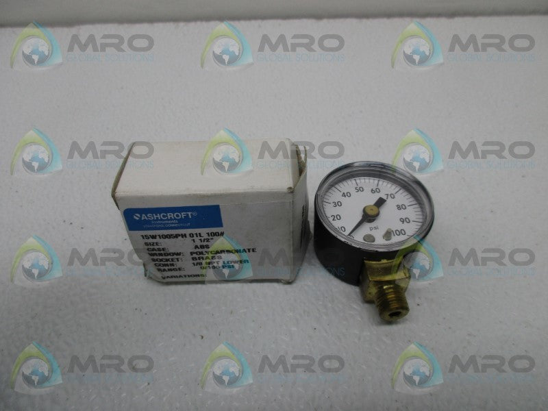 ASHCROFT 15W1005PH01L100# PRESSURE GAUGE 0-100PSI  NSMP