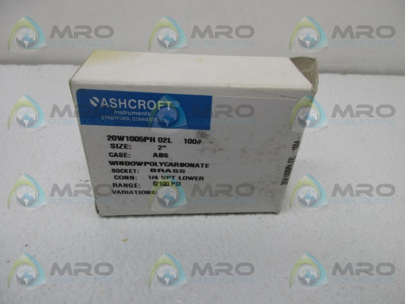 ASHCROFT 20W1005PH02L100# PRESSURE GAUGE 0-100PSI  NSMP