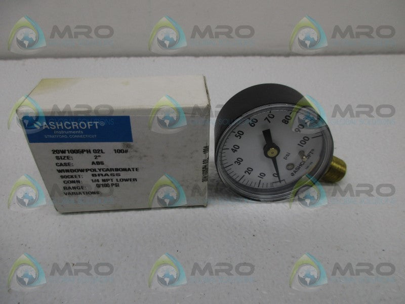 ASHCROFT 20W1005PH02L100# PRESSURE GAUGE 0-100PSI  NSMP