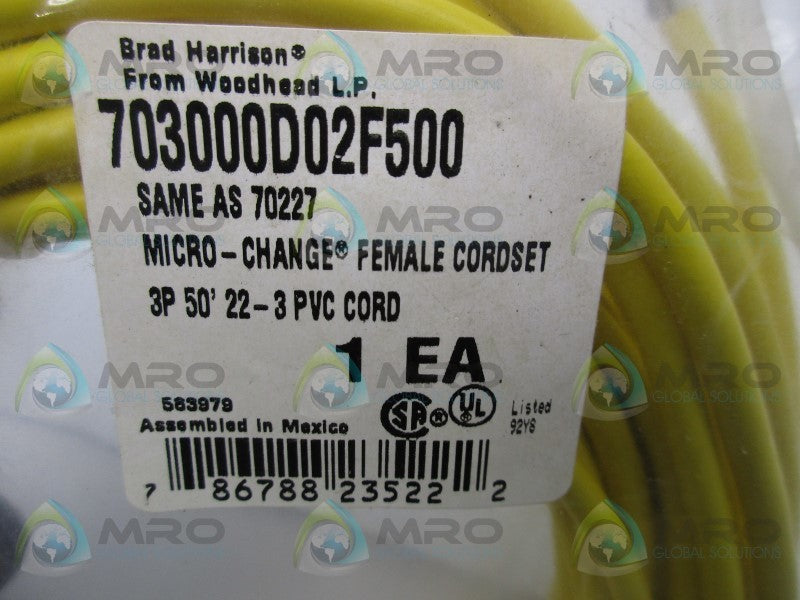 DANIEL WOODHEAD 703000D02F500 MICRO CHANGE FEMALE CORDSET * NEW IN FACTORY BAG *