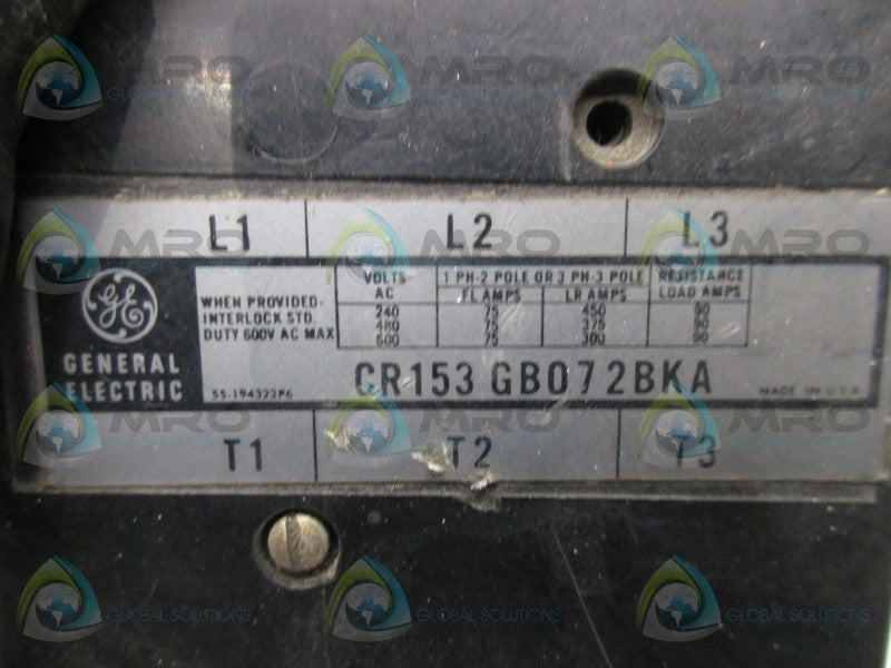 GENERAL ELECTRIC CR153GB072BKA CONTACTOR  UNMP