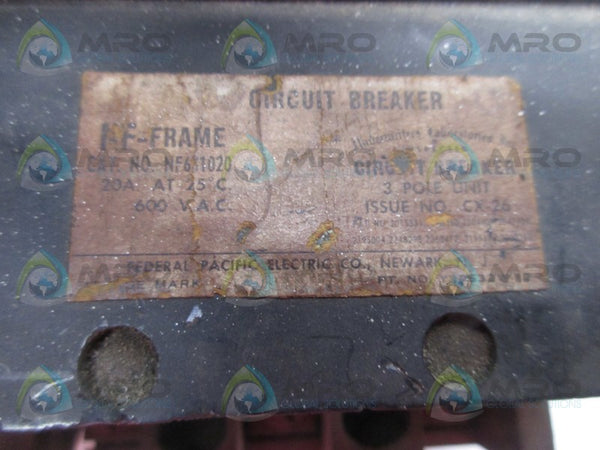 FPE NF631020 CIRCUIT BREAKER (AS PICTURED)  UNMP