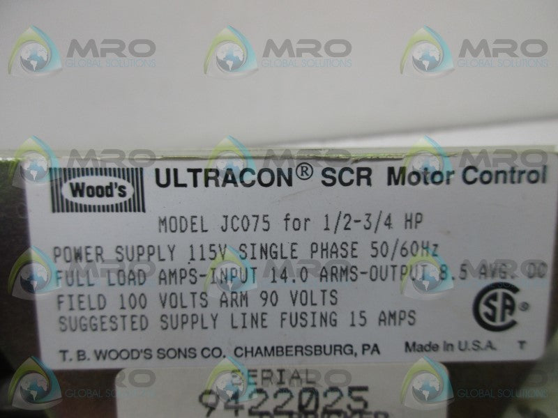 TB WOODS JC075 ULTRACON SCR MOTOR CONTROL  NSNP