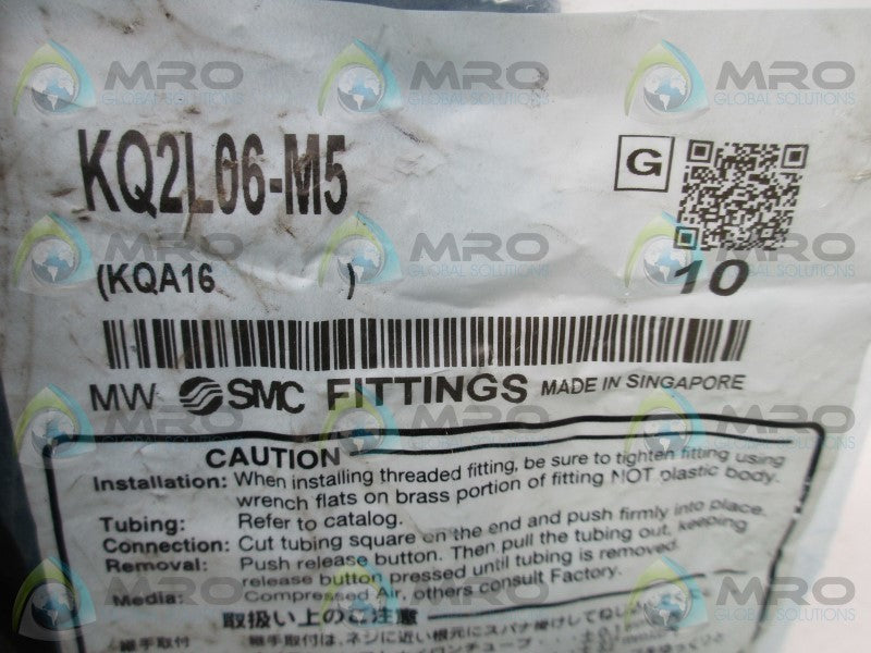 SMC KQ2L06-M5 FITTING MALE ELBOW (PKG OF 10)  NSMP