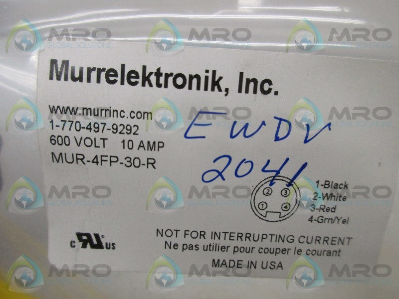 MURR ELEKTRONIK MUR-4FP-30-R 4 PL FEMALE PLUG  NSMP