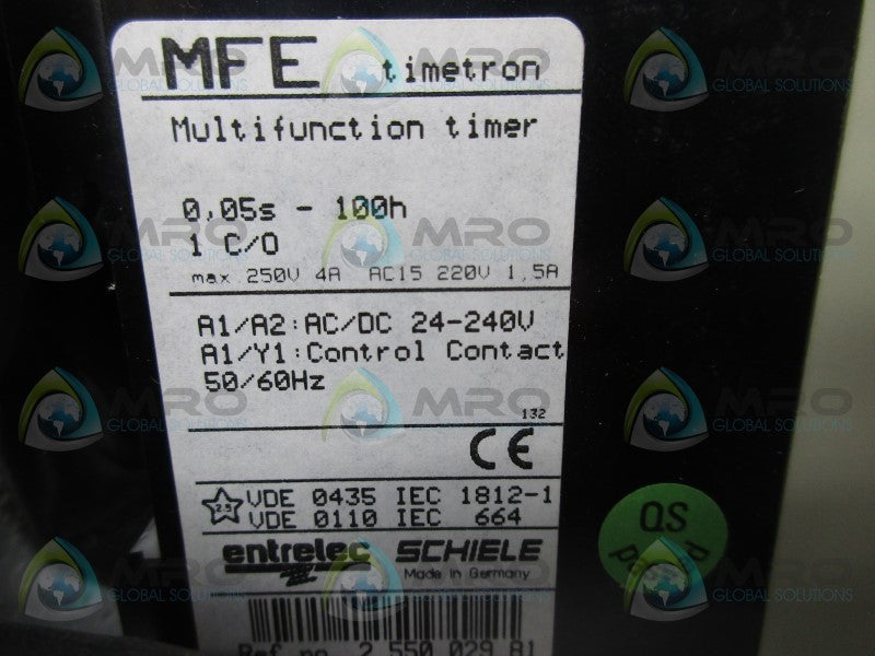 ENTRELEC 0.550.029.81 TIMETRON ON DELAY TIMER  NSMP