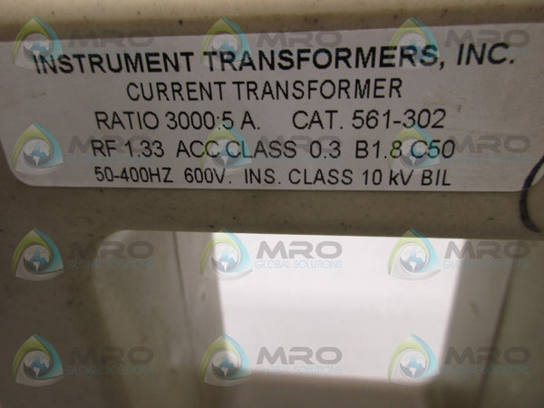 INSTRUMENT TRANSFORMER 561-302 CURRENT TRANSFORMER RATIO 3000:5A  NSNP