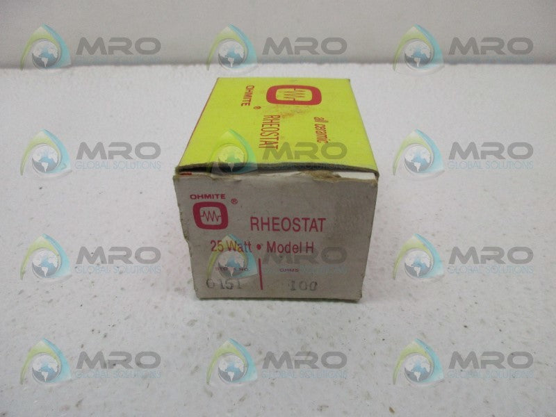 OHMITE 0151 REHOSTAT 100 OHMS  NSMP