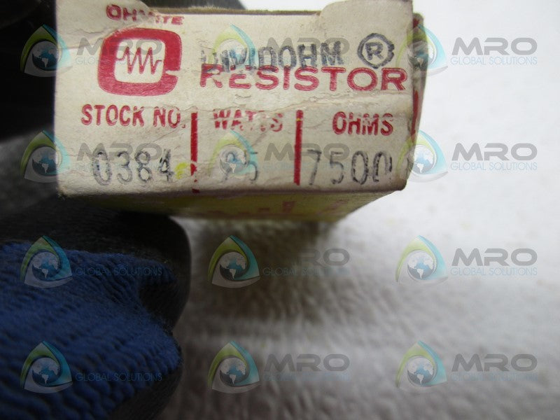 OHMITE 0384 RESISTOR 25W 7500 OHM  NSMP