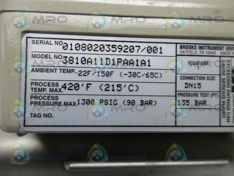 BROOKS 3810A11D1PAA1A1 FLOW METER  NSNP