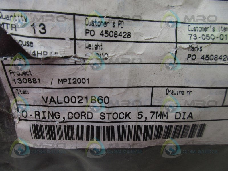 VALMET VAL0021860 O-RING (PK OF 13)  NSMP