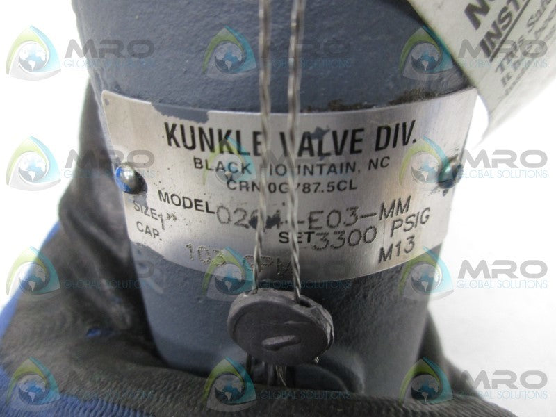KUNKLE VALVE 0264-E03-MM-3300 RELIEF VALVE  NSMP