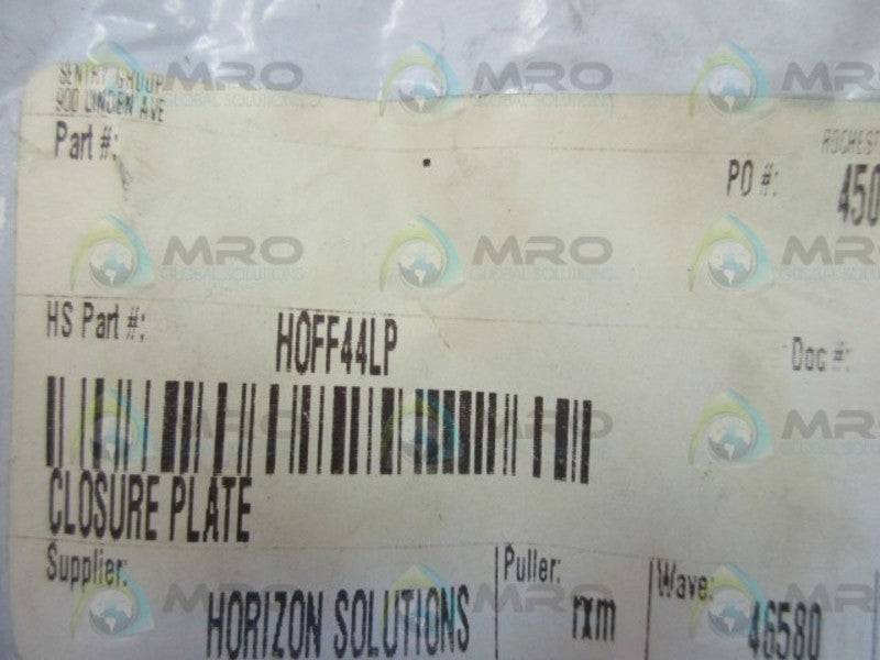 HORIZON SOLUTIONS HOFF44LP CLOSURE PLATE * NEW IN ORIGINAL PACKAGE *