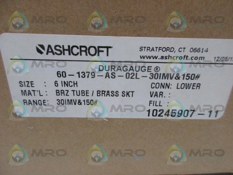 ASHCROFT 60-1379-AS-02L-30IMV&150 PRESSURE GAUGE  NSMP