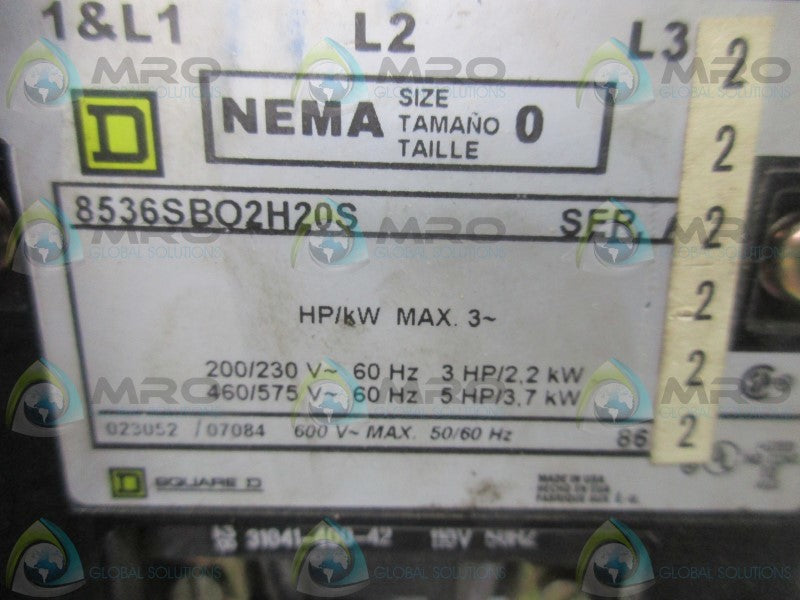 SQUARE D 8536SBO2H20S STARTER (AS PICTURED)  UNMP