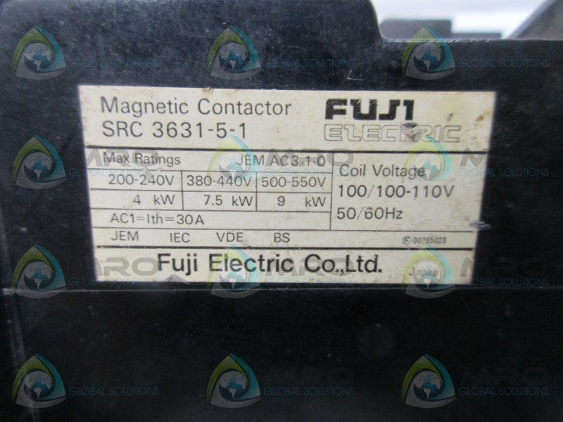FUJI ELECTRIC SRC3631-5-1 MAGNETIC CONTACTOR 100/100-110V * USED *
