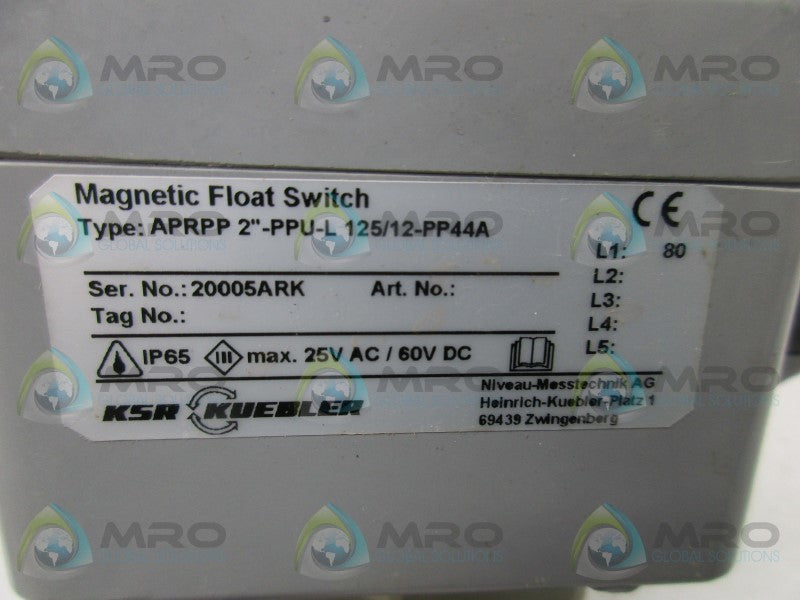 KUEBLER APRPP2"-PPU-L MAGNETIC FLOAT SWITCH  UNMP