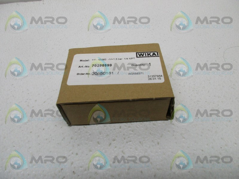 WIKA 111.10.063-1/+1,5BAR 1/4 NPT PRESSURE GAUGEW  NSMP