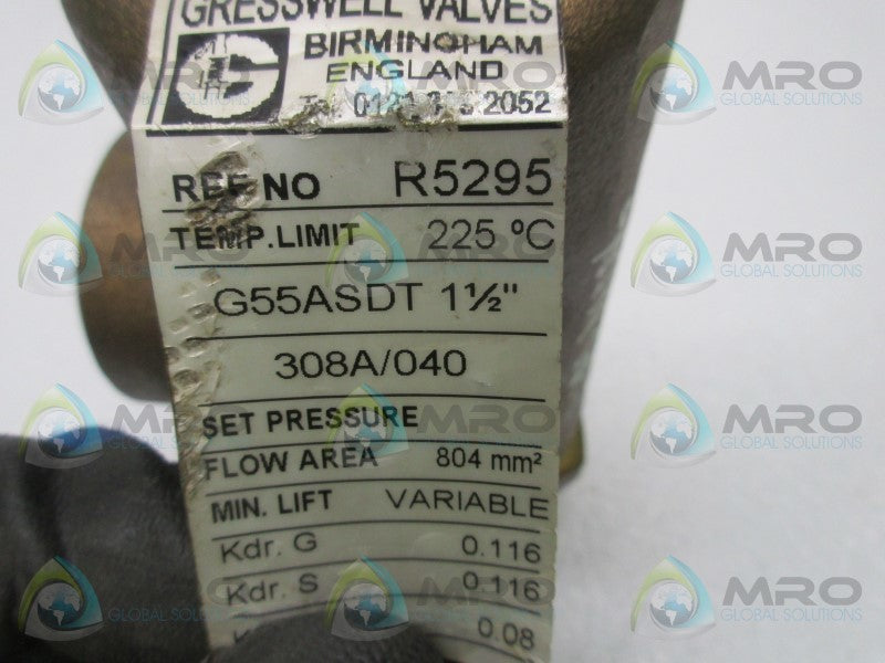 GRESSWELL G55ASDT 1-1/2" RELIEF VALVE  NSNP