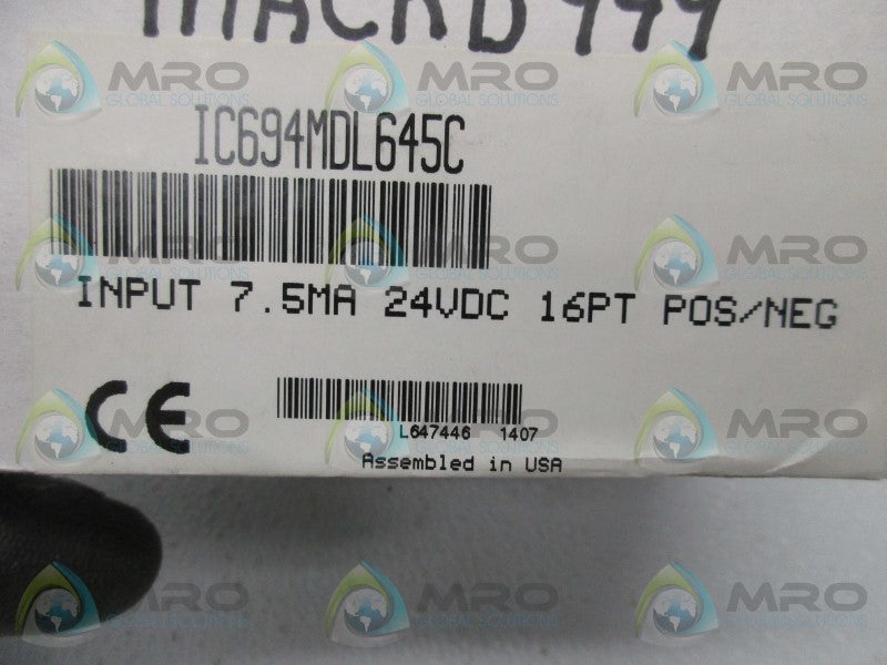 GE FANUC IC694MDL645C CONFORMAL COATED INPUT MODULE  NSFS