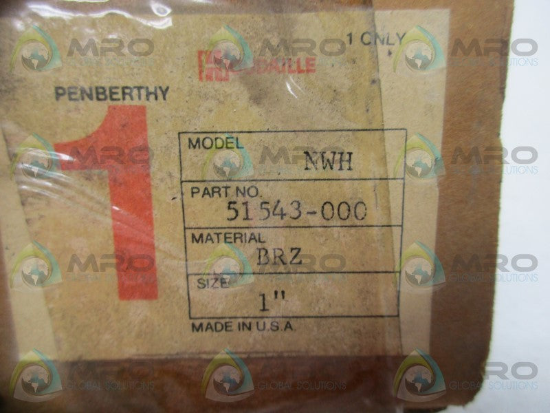 PENBERTHY 51543-000 MODEL NWH BRONZE 1" * FACTORY SEALED *