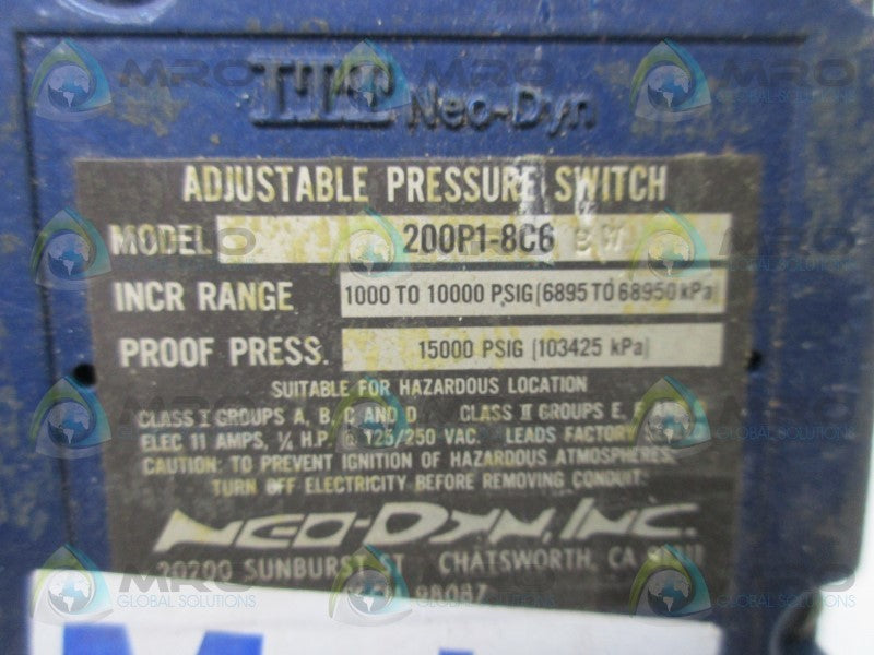 ITT 200P1-8C6 ADJUSTABLE PRESSURE SWITCH  NSNP