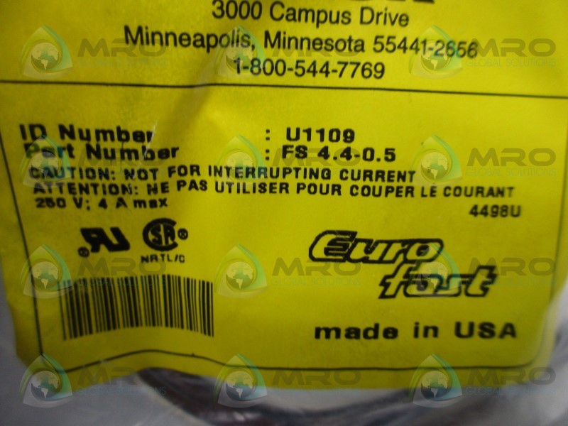 TURCK FS-4.4-0.5 CORDSET RECEPTACLE EUROFAST * NEW IN FACTORY BAG *