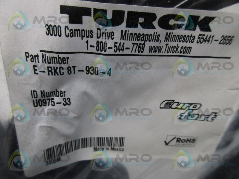 TURCK E-RKC-8T-930-4 CABLE * NEW IN FACTORY BAG *