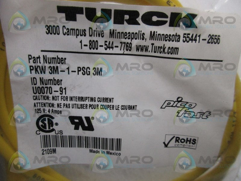 TURCK PKW-3M-1-PSG-3M CABLE * NEW IN FACTORY BAG *